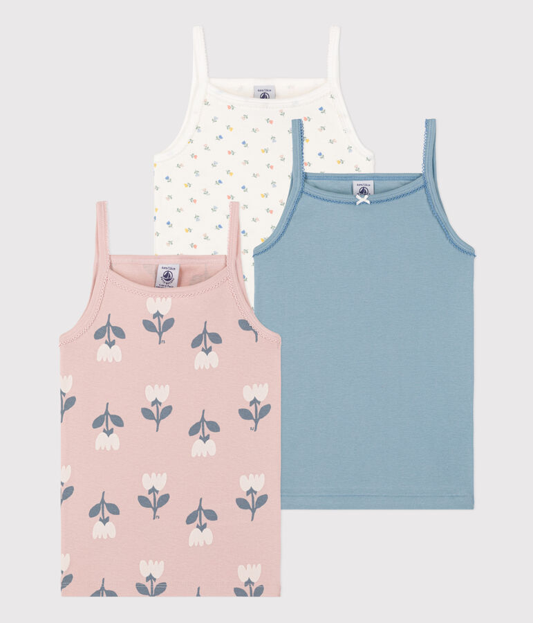 3er-Set Spaghetti-Tops aus Baumwolle mit Tulpenmotiv f&uuml;r M&auml;dchen vielfarbig