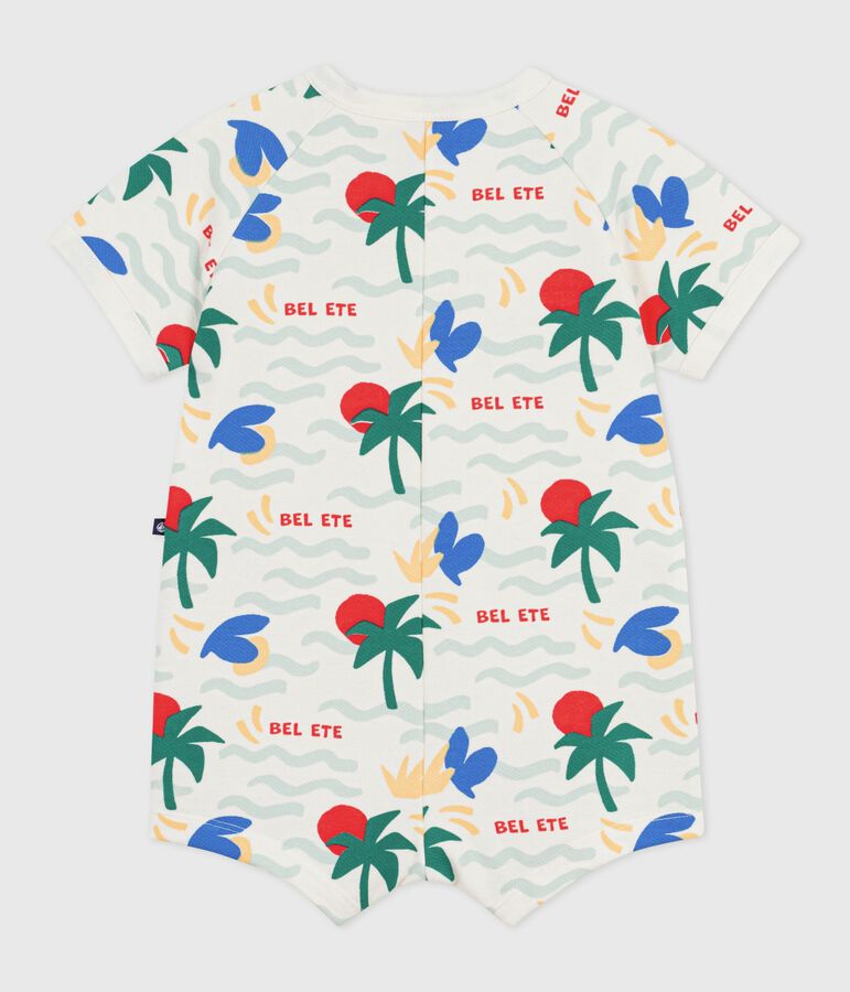 Baby-Kurzoverall aus bedruckter Baumwolle naturfarben/vielfarbig