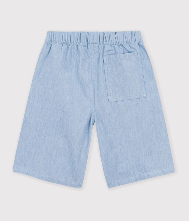 Kinder-Bermudashorts aus einfarbiger Baumwolle blau