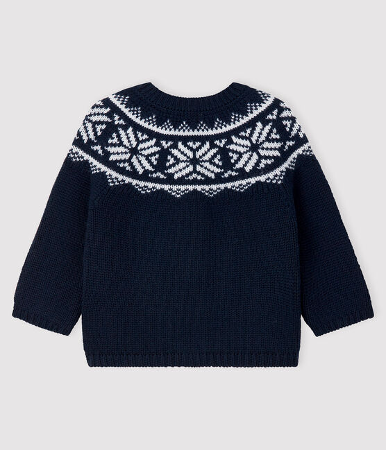 Baby-Cardigan aus 100% Wolle blau SMOKING/weiss MARSHMALLOW