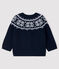 Baby-Cardigan aus 100% Wolle blau SMOKING/weiss MARSHMALLOW