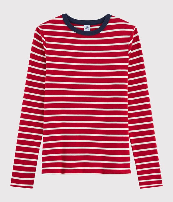 Damen-T-Shirt mit Rundhalsausschnitt rot TERKUIT/weiss MARSHMALLOW