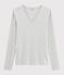 Klassisches Damen-T-Shirt aus Baumwolle mit V-Ausschnitt grau BELUGA CHINE
