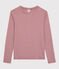 Klassisches Damen-T-Shirt mit Rundhalsausschnitt aus gestreifter Baumwolle rot SANGRIA/ MARSHMALLOW