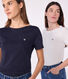 Kultiges Damen-T-Shirt mit Admiralskragen aus Baumwolle 