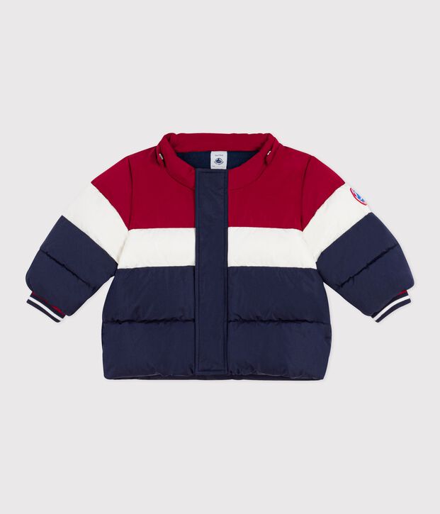 Leichte Baby-Winterjacke einfarbig im Colorblock blau/vielfarbig