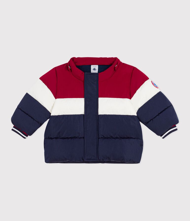 Leichte Baby-Winterjacke einfarbig im Colorblock blau/vielfarbig