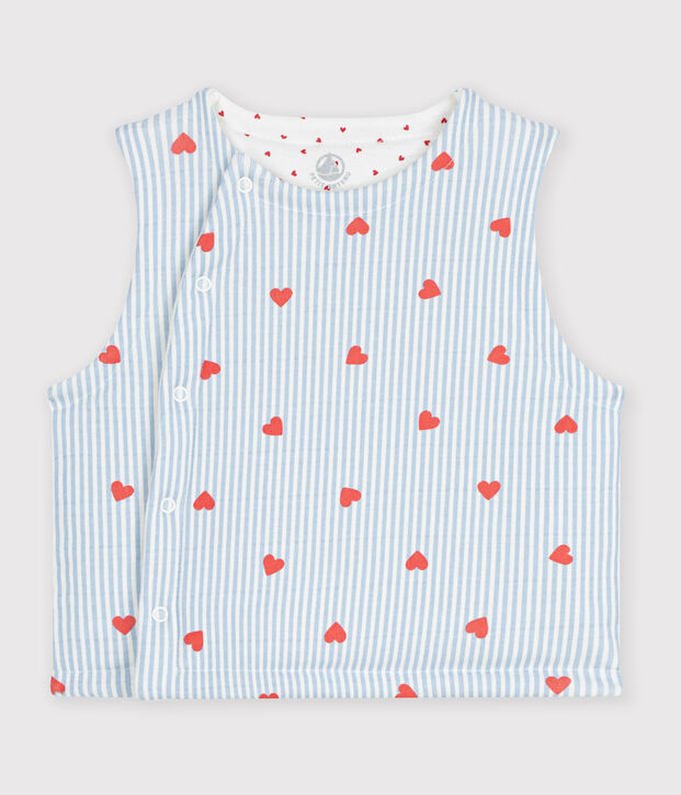 Wendbare Baby-Weste aus Baumwolle mit Herzmotiv weiss/vielfarbig