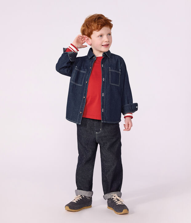 Kinder-Hemd f&uuml;r Jungen aus einfarbigem Denim blau
