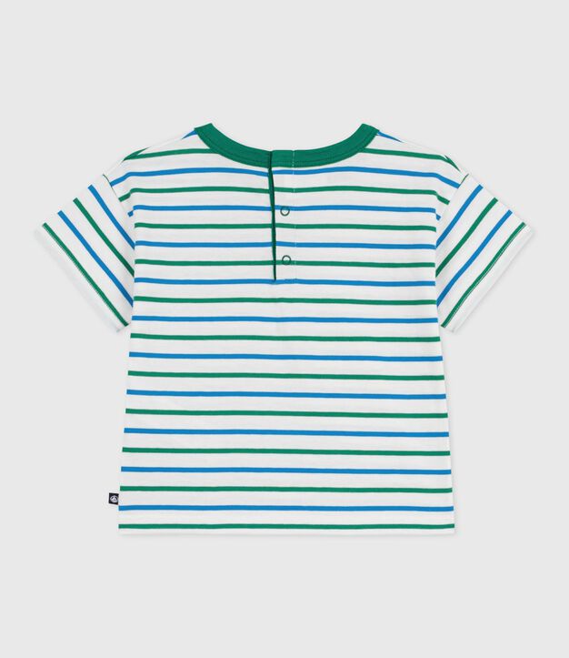 Kurz&auml;rmeliges Baby-T-Shirt aus Baumwolle mit Streifen weiss/vielfarbig