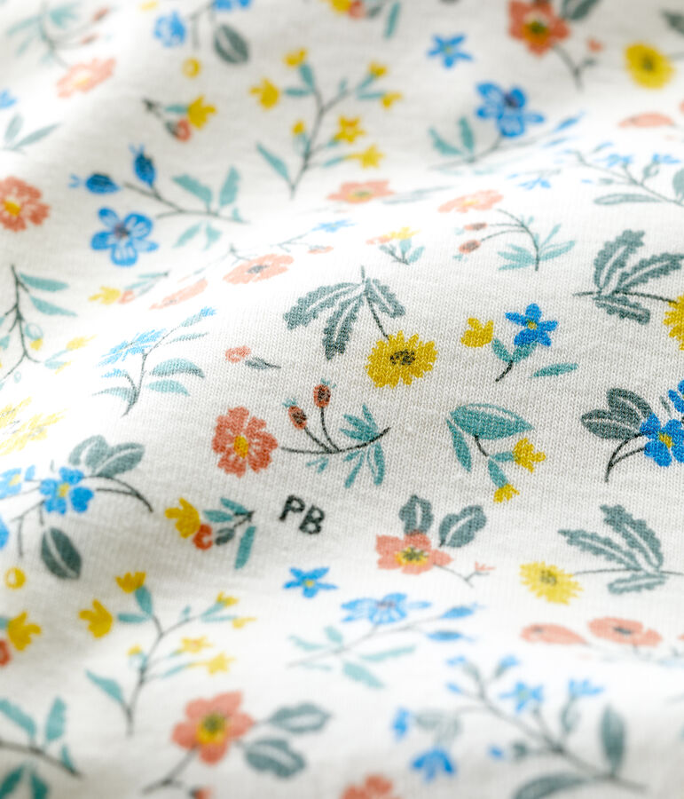 Baby-Body aus Baumwolle mit Blumenmuster und R&uuml;schenkragen weiss/vielfarbig