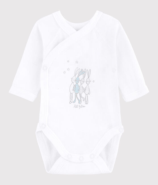Langärmeliger Baby-Body in Wickelform Mädchen/Jungen weiss ECUME