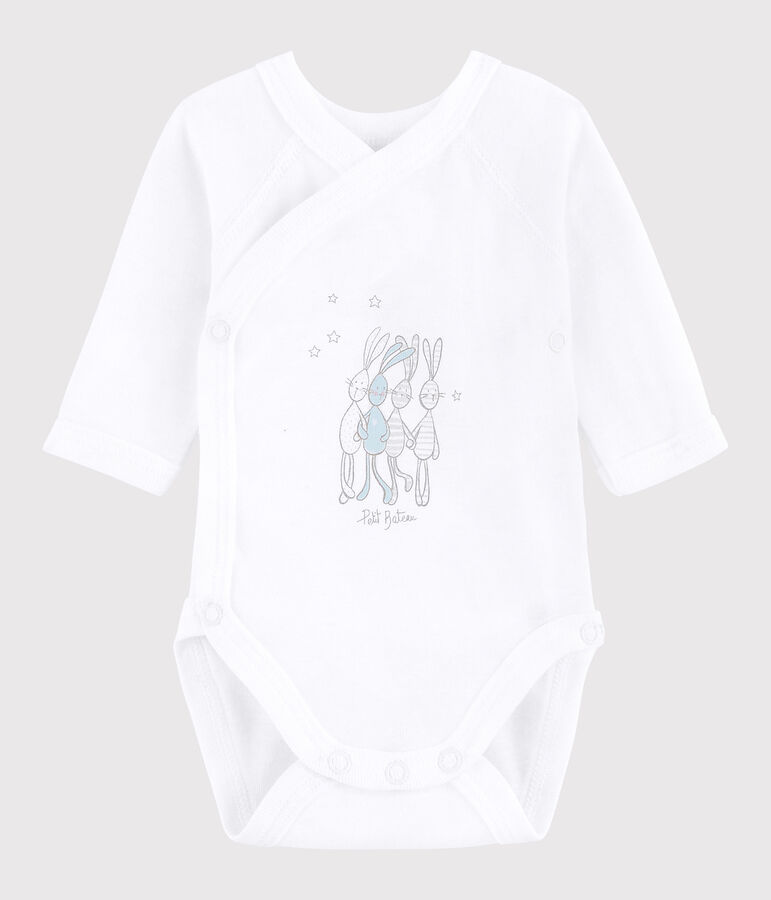 Lang&auml;rmeliger Baby-Body in Wickelform M&auml;dchen/Jungen weiss ECUME
