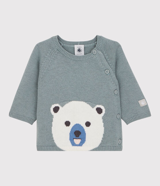 Baby-Cardigan aus Woll-/Baumwollstrick mit Bärenmotiv grau SEDUMBLUE