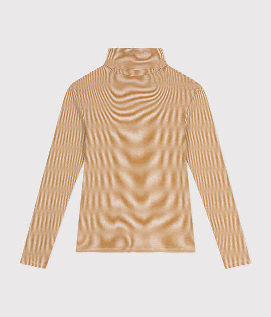 Damen-Rollkragenshirt "L'Iconique" aus Baumwolle braun CUIVRE/ MARSHMALLOW
