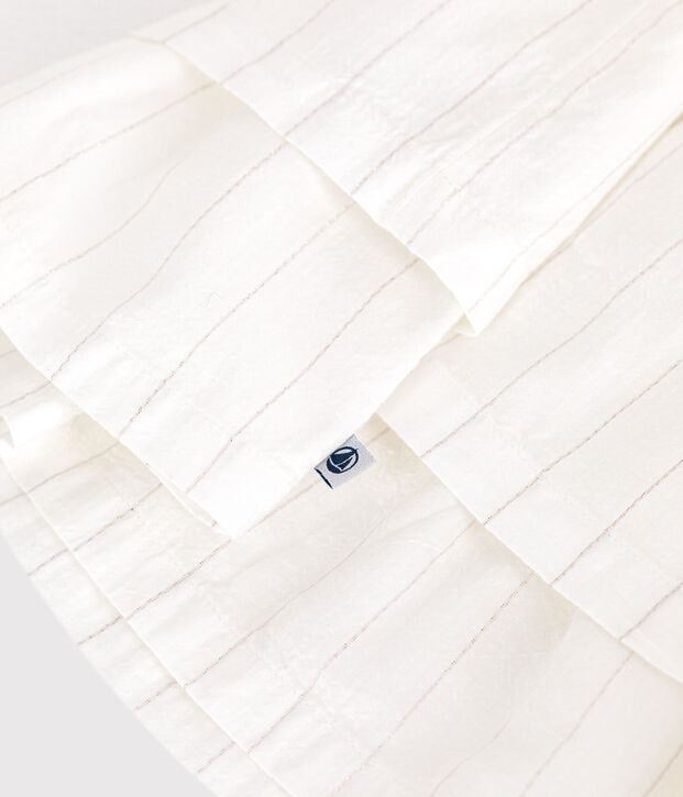 Kurz&auml;rmeliges Baby-Kleid f&uuml;r festliche Anl&auml;sse aus leichter Baumwolle weiss/grau