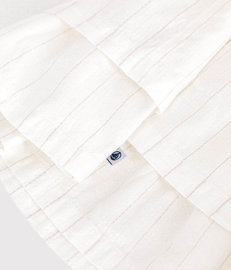 Kurz&auml;rmeliges Baby-Kleid f&uuml;r festliche Anl&auml;sse aus leichter Baumwolle weiss/grau