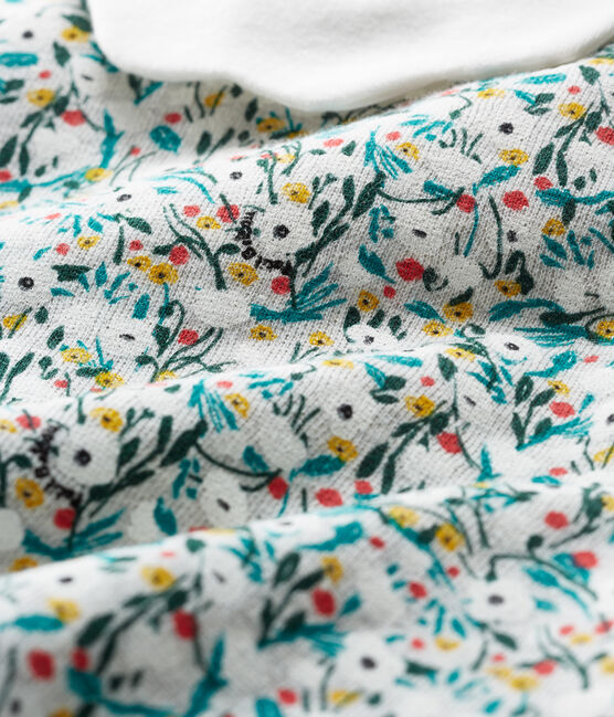 Langärmeliges gemustertes Babykleid für Mädchen grau BELUGA/weiss MULTICO