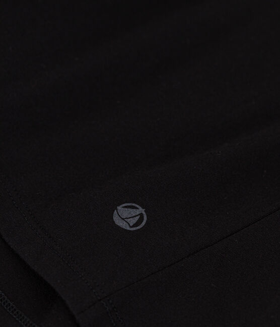 Langärmeliges Damen-T-Shirt "Le Droit" mit V-Ausschnitt aus feinem Jersey schwarz NOIR