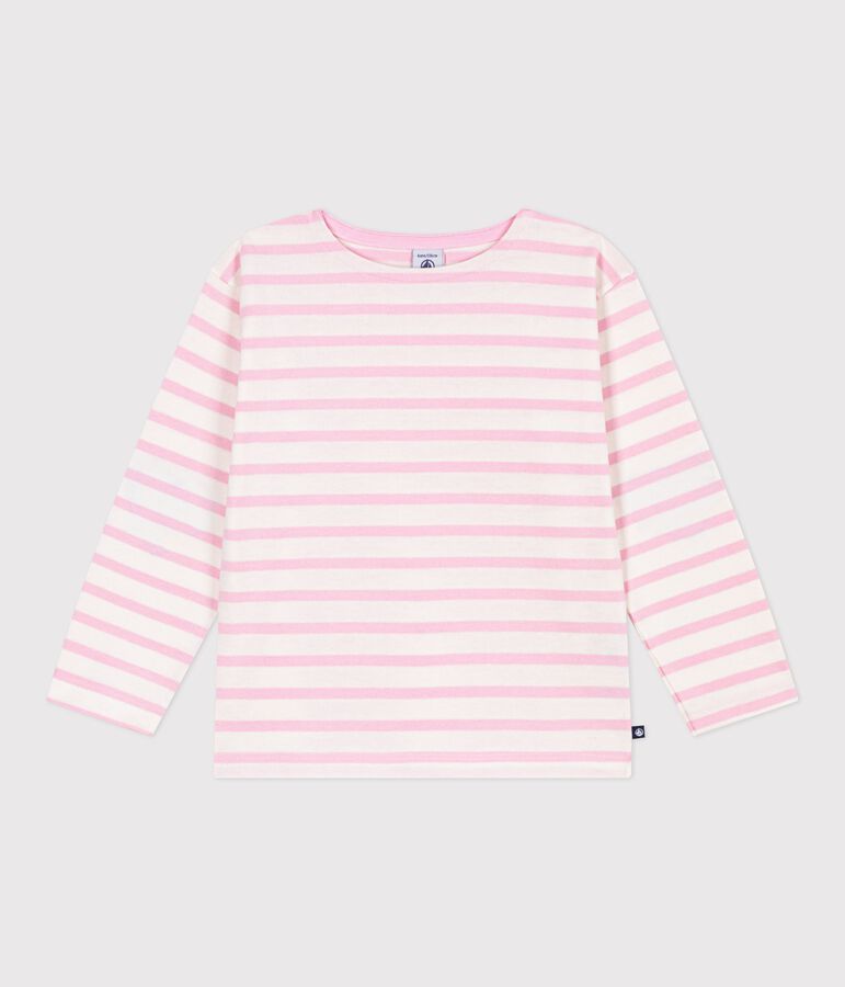Kinder-Shirt Marini&egrave;re aus Baumwolle mit Streifen rosa MILK/ MARQUISE