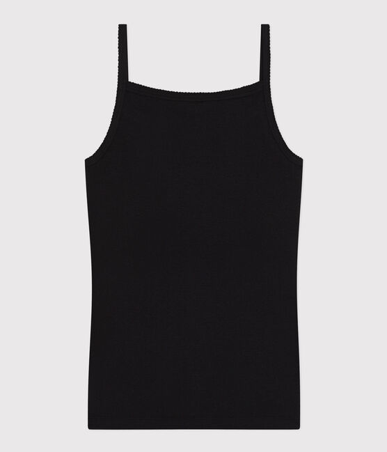 Spaghetti-Top aus BIO-Baumwolle für Damen schwarz NOIR
