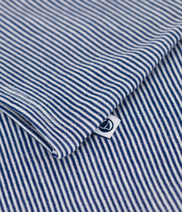 Lang&auml;rmeliges gestreiftes Damen-T-Shirt aus Wolle und Baumwolle blau/weiss