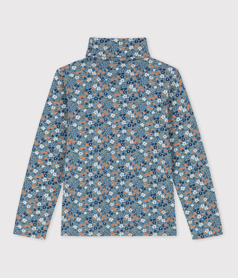 Kinder-Unterziehpullover aus Baumwolle f&uuml;r M&auml;dchen, mit Blumenmuster blau/vielfarbig
