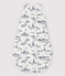 Baby-Schlafsack aus Rippstrick mit Paris-Motiv im Toile-de-Jouy-Stil weiss MARSHMALLOW/blau MEDIEVAL