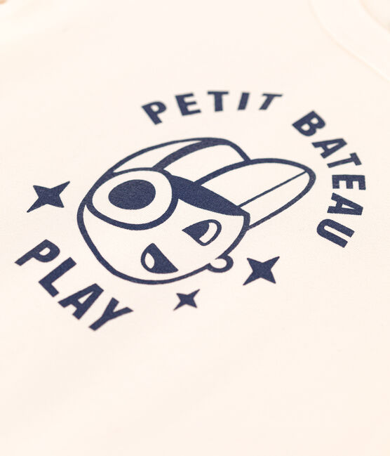 Kurzärmeliges Kinder-T-Shirt aus feinem Jersey für Jungen naturfarben AVALANCHE