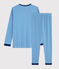 Kinderpyjama aus Rippstrick mit Ringelmuster blau RUISSEAU/weiss MARSHMALLOW