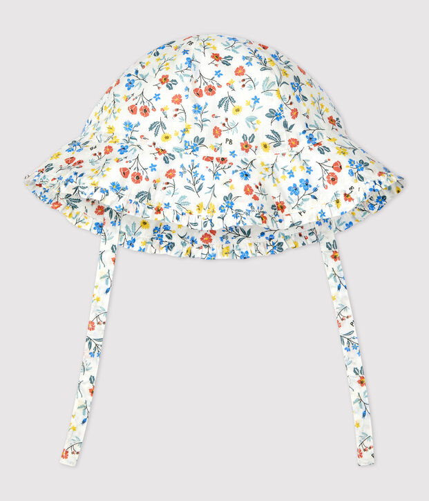 Baby-Hut mit Blumenmuster weiss/vielfarbig