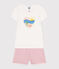 Kinder-Kurzpyjama aus Baumwolle weiss MARSHMALLOW/rosa CHARME