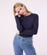 Langärmeliges Damen-T-Shirt L'Iconique aus einfarbigem Rippstrick