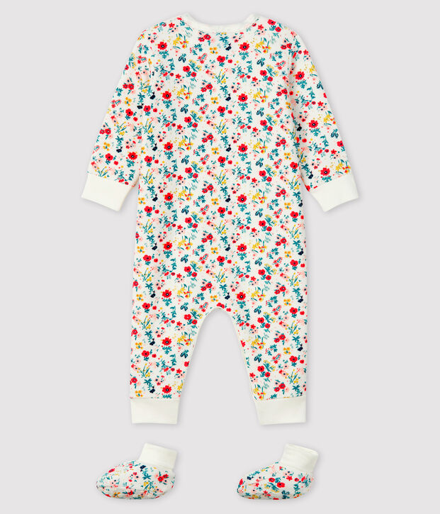 Baby-Nacht-Set aus Frottee f&uuml;r M&auml;dchen weiss/vielfarbig