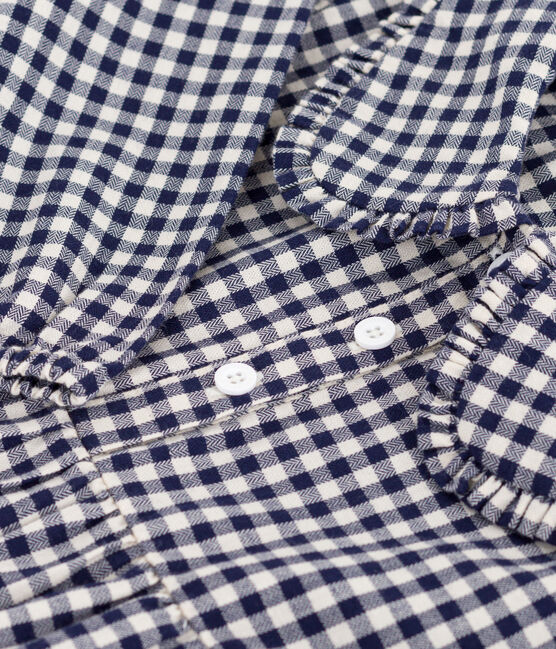 Langärmeliges Kinder-Kleid aus Flanell mit Karomuster blau SOIR/ MILK