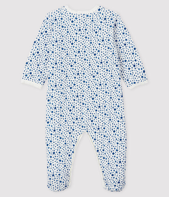 Baby-Strampler mit blauem Sternen-Druck aus Doppeljersey weiss MARSHMALLOW/weiss MULTICO