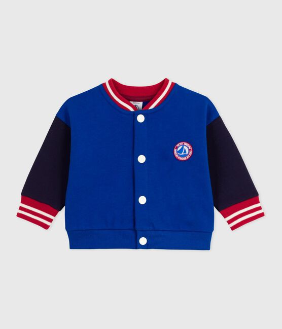 Baby College-Jacke aus zweifarbiger Baumwolle blau OLYMPIC/ SOIR