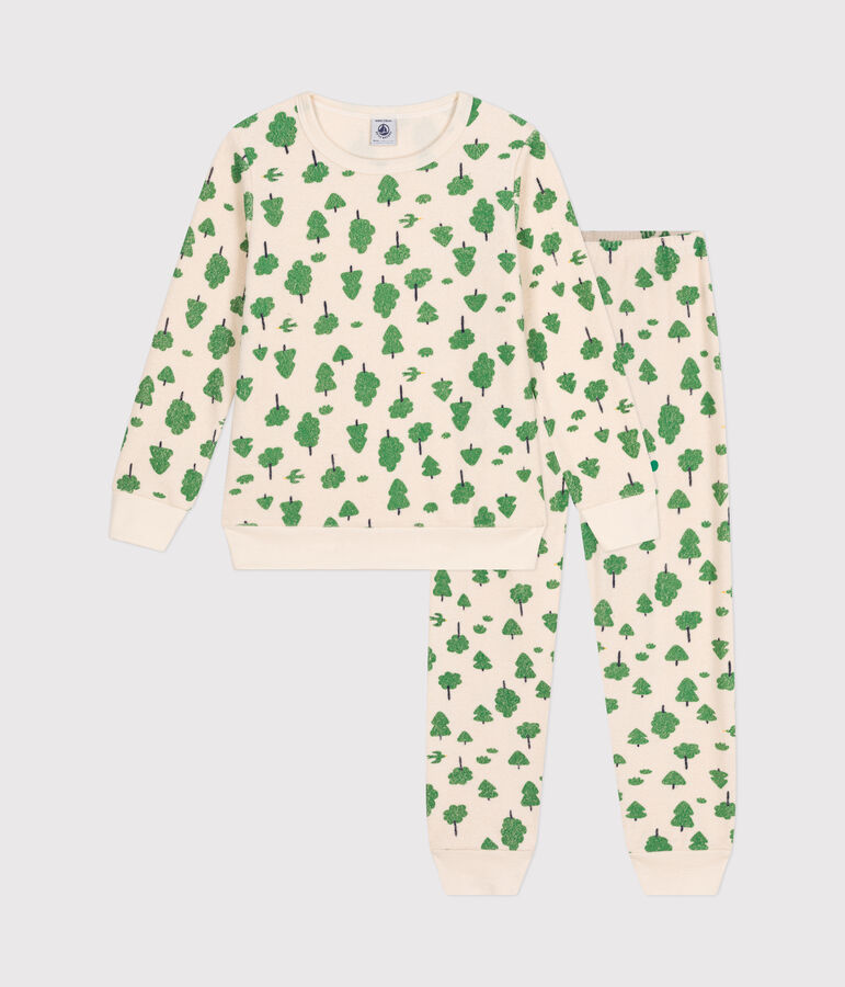 Kinder-Pyjama aus aufgerautem Frottee mit Baummotiv weiss AVALANCHE/ MULTICO