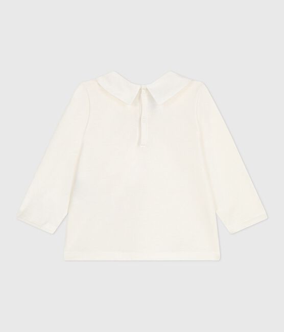Langärmelige Baby-Bluse aus Baumwolle mit besticktem Kragen weiss MARSHMALLOW