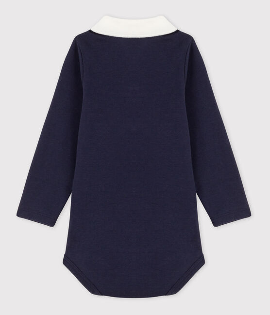 Langärmeliger Baby-Body aus Baumwolle mit Polokragen blau SMOKING