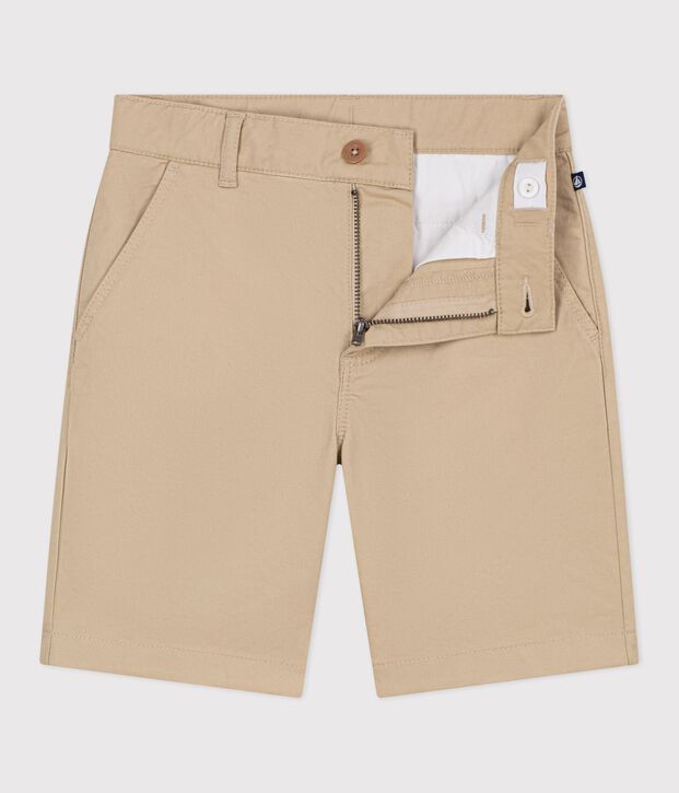 Kinder-Bermudashorts aus einfarbiger Baumwolle beige