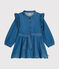 Langärmeliges Kinder-Kleid aus leichtem Denim für Mädchen blau DENIM CLAIR