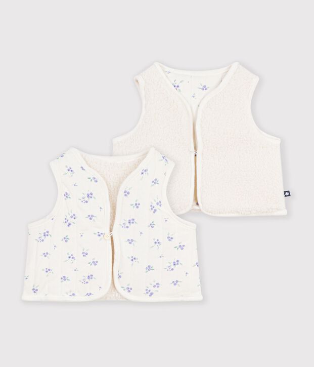 Baby-Weste aus Baumwolle und Sherpa mit Blumenmuster naturfarben/vielfarbig