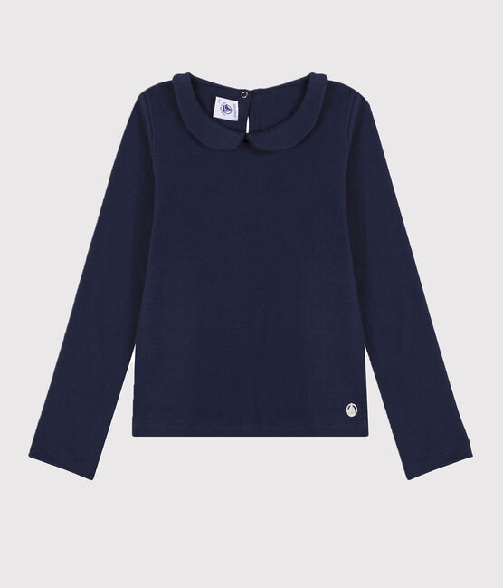 Langärmeliges Kinder-T-Shirt aus Baumwolle für Mädchen blau SMOKING