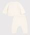 Zweiteiliges Baby-Set aus Woll- und Baumwoll-Strick weiss MARSHMALLOW