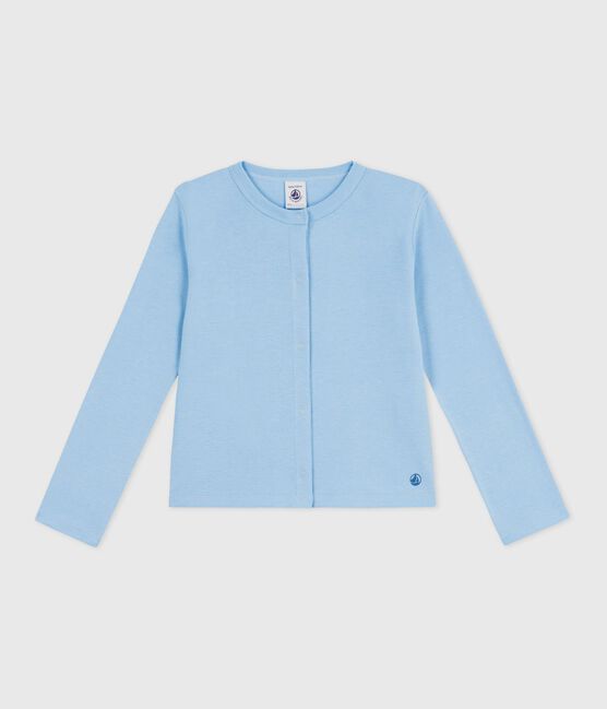 Kinder-Cardigan aus einfarbiger Baumwolle blau FLO