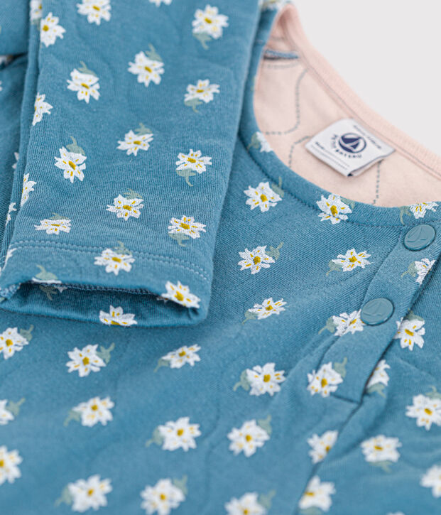 Kinderkleid aus Doppeljersey mit Blumenprint f&uuml;r M&auml;dchen blau/vielfarbig