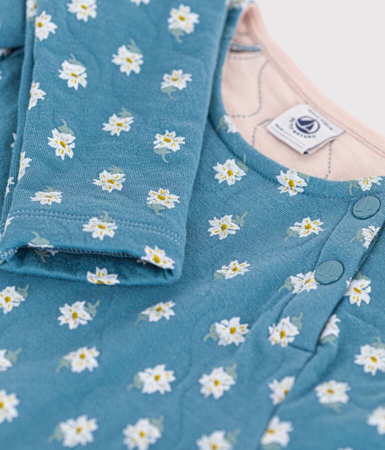 Kinderkleid aus Doppeljersey mit Blumenprint f&uuml;r M&auml;dchen blau/vielfarbig