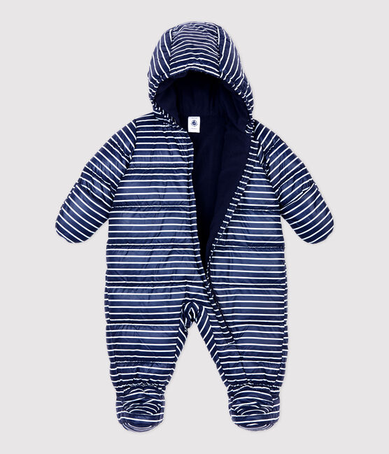 Baby-Fliegeroverall mit Streifenmuster blau SMOKING/weiss MARSHMALLOW