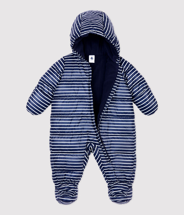 Baby-Fliegeroverall mit Streifenmuster blau/weiss
